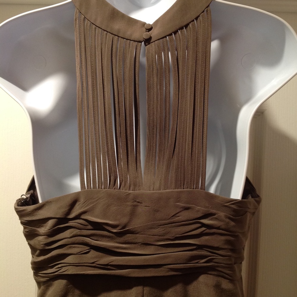 ✨MUSE Olive Green Silk Halter Dress 👗 - Picture 2 of 7